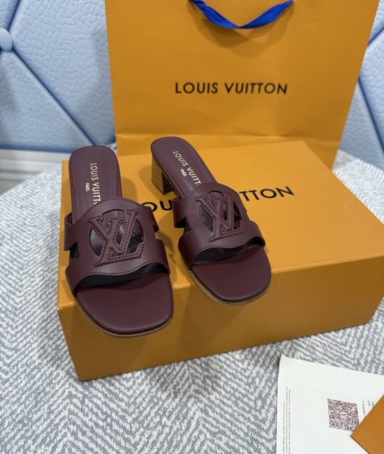 Louis Vuitton LV Denim Canvas Kitten Heel Sandals with Leather Trims