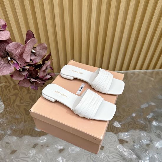 Miu Miu Bow Decor Slip On Casual Slippers with Sheepskin Lining