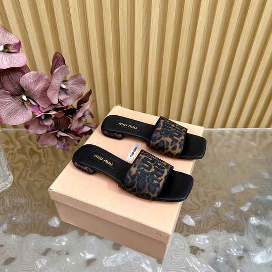 Miu Miu Denim Upper Bow Decor Comfortable Slip On Slippers