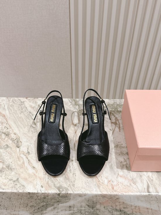 Miu Miu Snakeskin Pattern Leather Comfortable Fashion Sandals