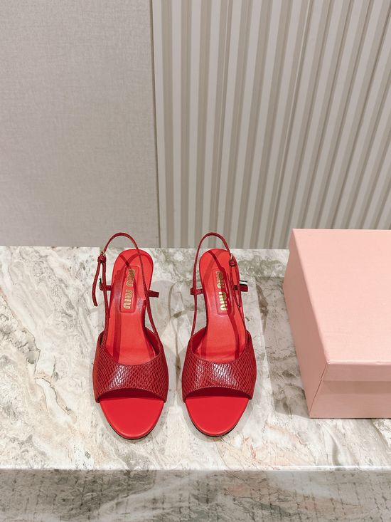 Miu Miu Snakeskin Pattern Leather Comfortable Fashion Sandals