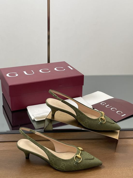 Gucci Horsebit Pointed Toe Stiletto Slingback Heel Sandals