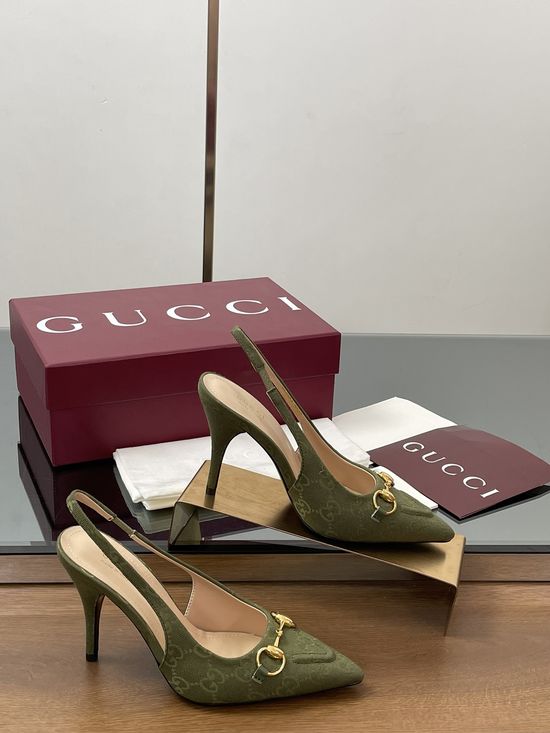 Gucci Horsebit Pointed Toe Stiletto Slingback Heel Sandals