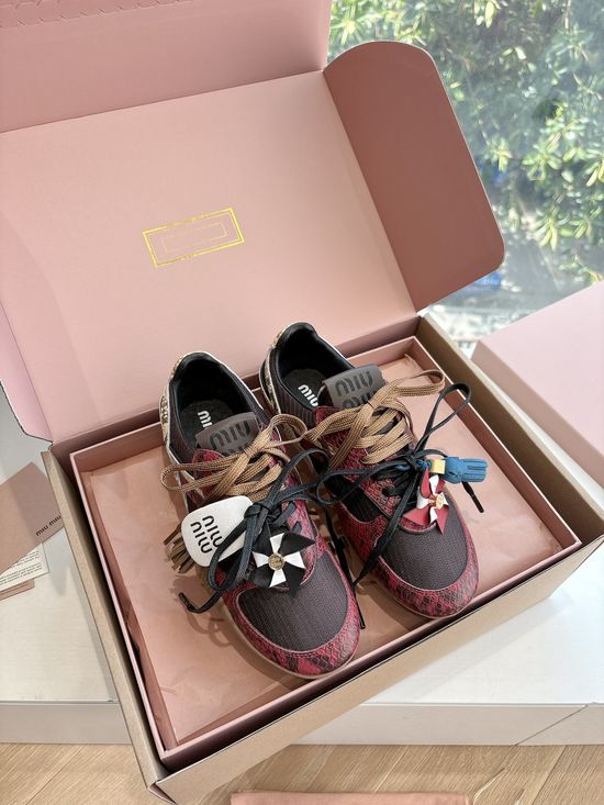Miu Miu Breathable Mesh Lace Up Casual Daily Sneakers