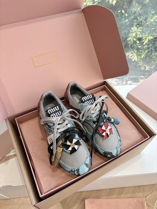 Miu Miu Breathable Mesh Lace Up Casual Daily Sneakers