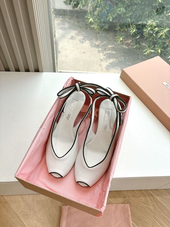Miu Miu Genuine Leather Comfortable High Heel Fashion Shoes