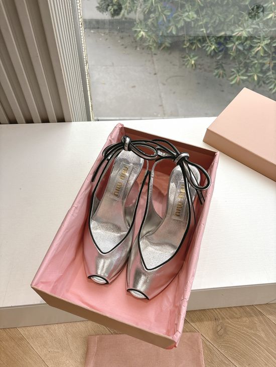 Miu Miu Genuine Leather Comfortable High Heel Fashion Shoes