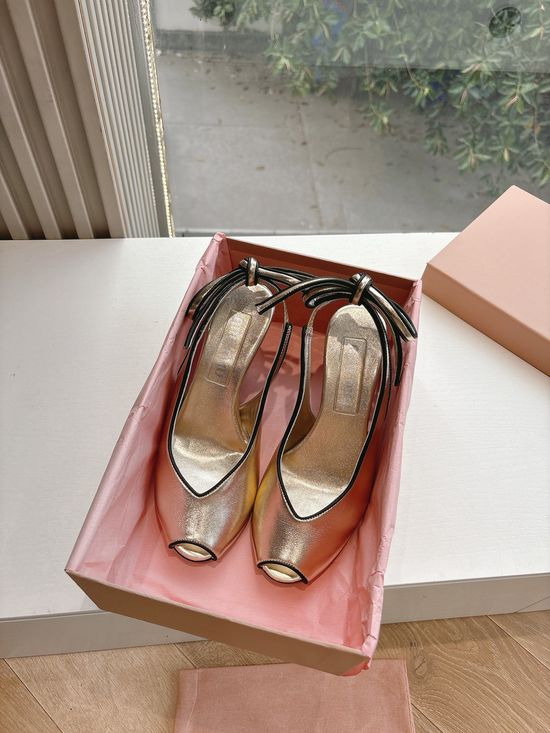 Miu Miu Genuine Leather Comfortable High Heel Fashion Shoes
