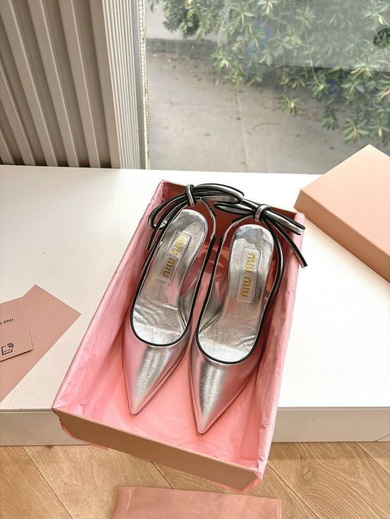 Miu Miu Genuine Leather Comfortable High Heel Fashion Shoes