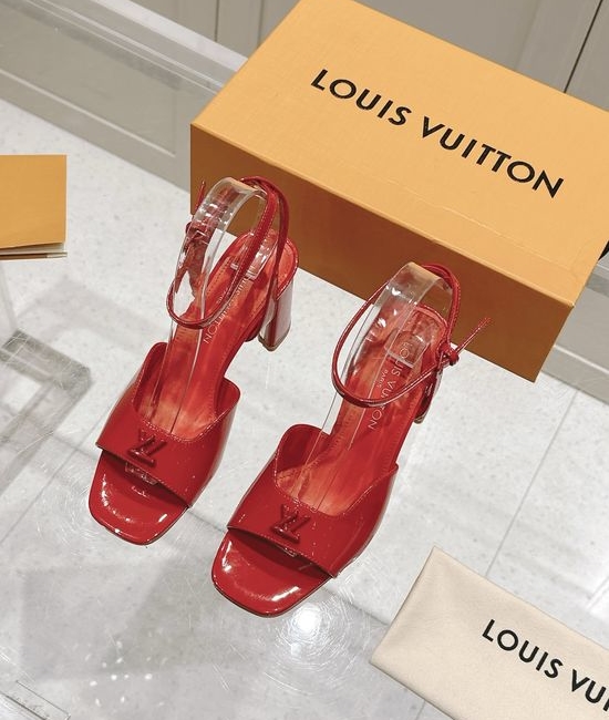 Louis Vuitton LV Patent Leather Dress Sandals with Elegant Buckle Detail