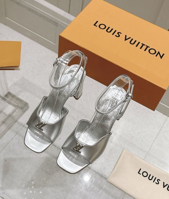 Louis Vuitton LV Patent Leather Dress Sandals with Elegant Buckle Detail