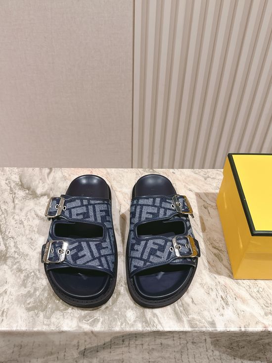 Fendi Premium Fabric Soft Lining Non-slip Casual Slides