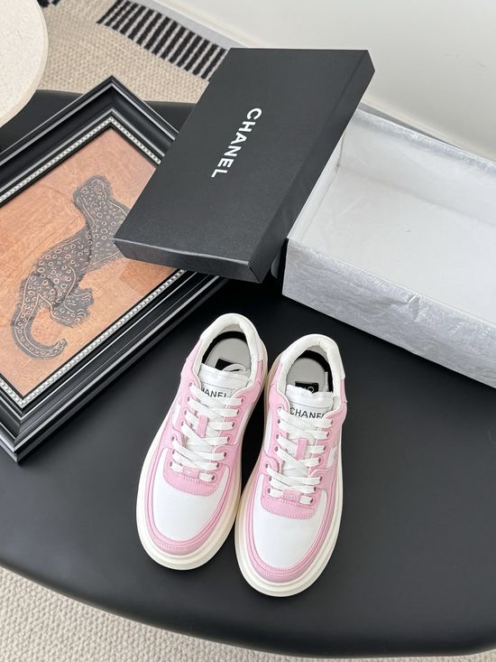 Chanel Classic White Sneakers with Color Contrast