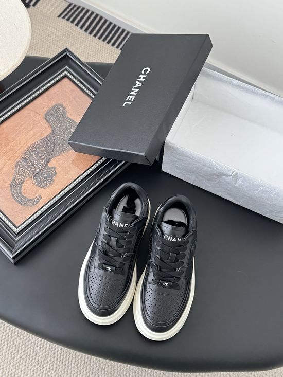 Chanel Classic White Sneakers with Color Contrast