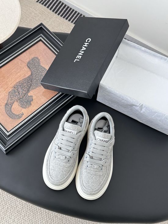 Chanel Classic White Sneakers with Color Contrast
