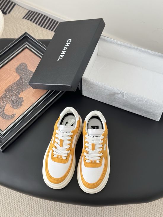 Chanel Classic White Sneakers with Color Contrast
