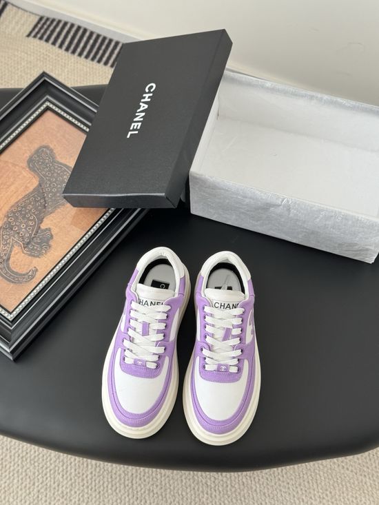 Chanel Classic White Sneakers with Color Contrast