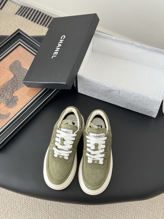 Chanel Classic White Sneakers with Color Contrast