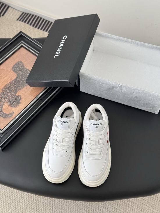 Chanel Classic White Sneakers with Color Contrast
