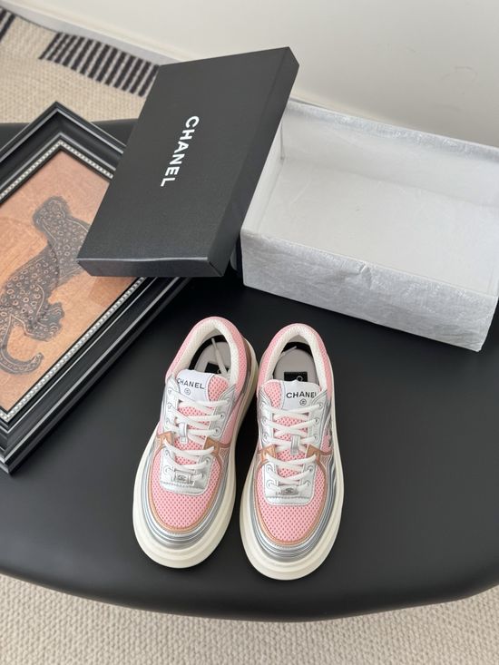 Chanel Versatile White Sneakers with Color Block Design