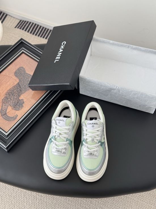 Chanel Versatile White Sneakers with Color Block Design
