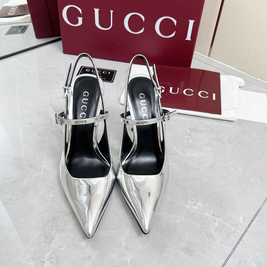Gucci Patent Leather Bamboo Heel Buckle Sandals Leather Sole