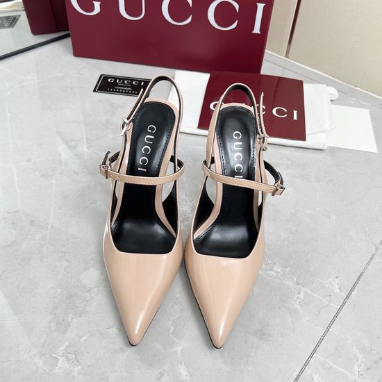 Gucci Patent Leather Bamboo Heel Buckle Sandals Leather Sole