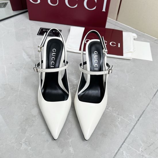 Gucci Patent Leather Bamboo Heel Buckle Sandals Leather Sole
