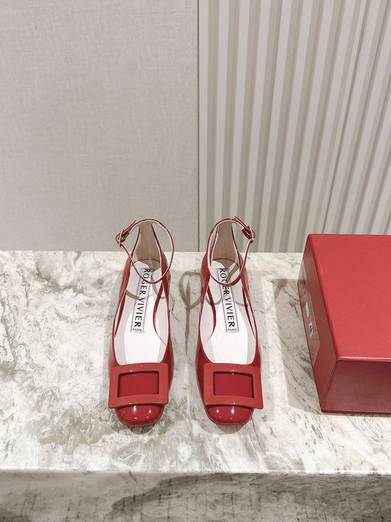 Jimmy Choo Elegant Rhinestone Buckle Patent Leather Low Heel Pumps