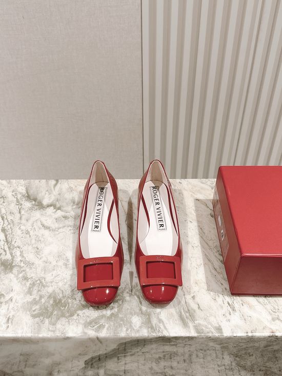 Jimmy Choo Elegant Rhinestone Buckle Patent Leather Low Heel Pumps