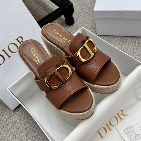 Christian Dior Comfortable Leather Wedge Sandals Premium Casual Daily Wear
