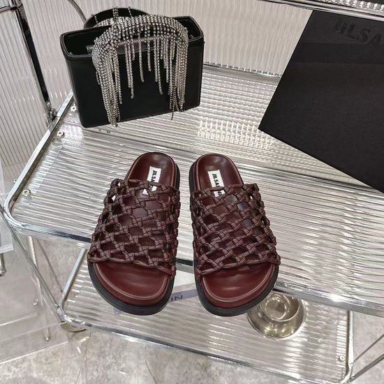Jil Sanders Handwoven Soft Leather Hollow Out Comfortable Casual Slides