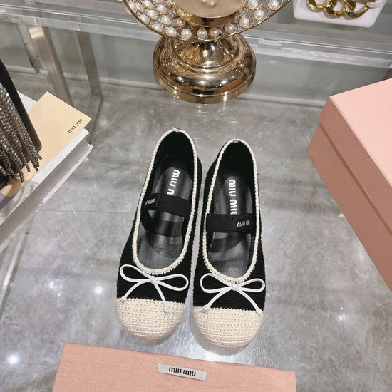 Miu Miu Satin Comfortable Ballet Flats Casual Fashion Shoes