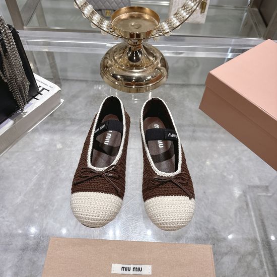 Miu Miu Satin Comfortable Ballet Flats Casual Fashion Shoes