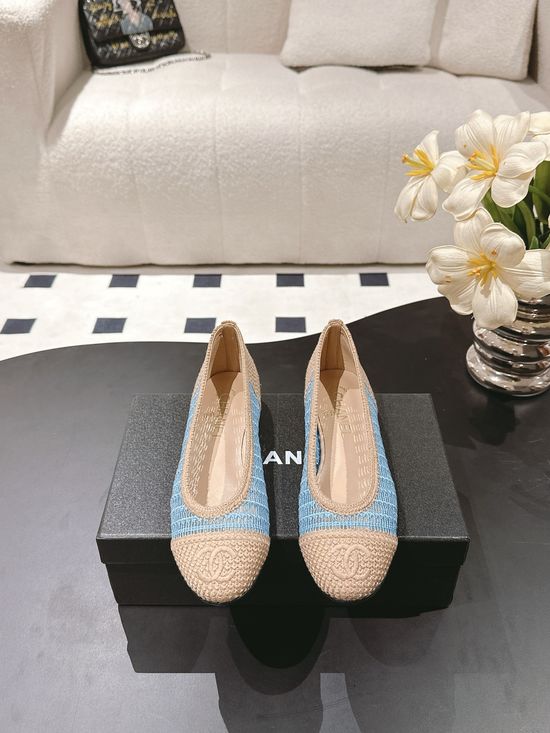 Chanel Woven Raffia Ballet Flats Classic Versatile Lightweight Casual Shoes