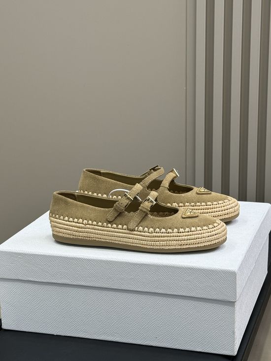 Prada Hand-woven Pink Elegant Comfortable Casual Mary Jane Shoes