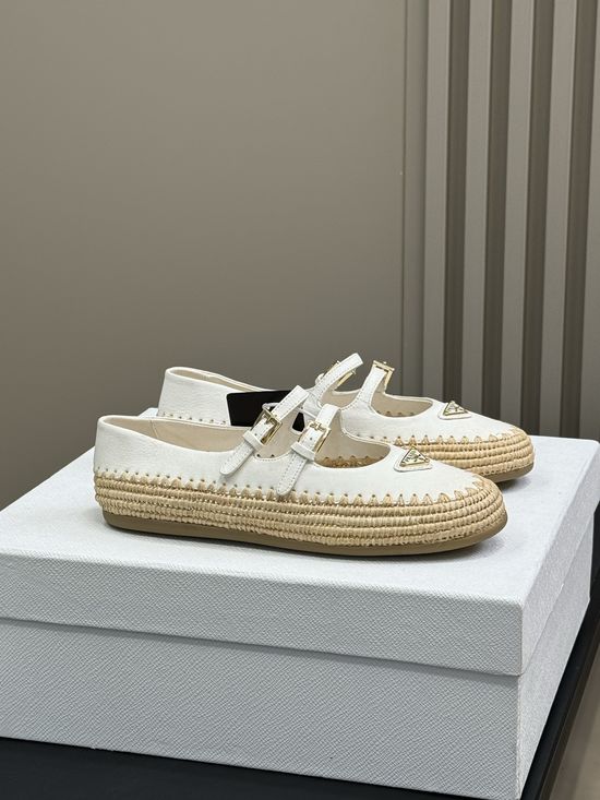 Prada Hand-woven Pink Elegant Comfortable Casual Mary Jane Shoes
