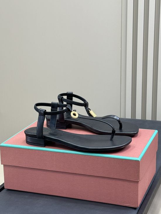 Loro Piana Minimalist Full Leather Elegant Comfortable Fashion Slide Sandals