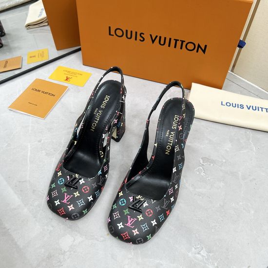 Louis Vuitton Logo Decor Multi Heel Height Leather Sole Sandals