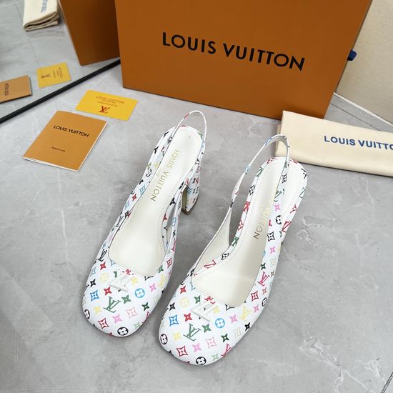 Louis Vuitton Logo Decor Multi Heel Height Leather Sole Sandals