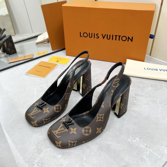 Louis Vuitton Logo Decor Multi Heel Height Leather Sole Sandals