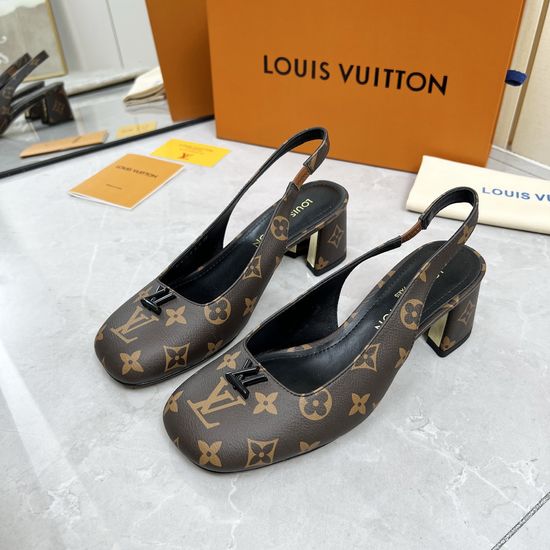 Louis Vuitton Logo Decor Multi Heel Height Leather Sole Sandals