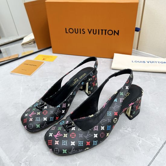 Louis Vuitton Logo Decor Multi Heel Height Leather Sole Sandals