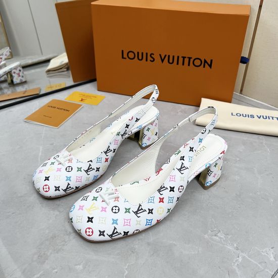 Louis Vuitton Logo Decor Multi Heel Height Leather Sole Sandals