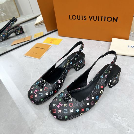 Louis Vuitton Logo Decor Multi Heel Height Leather Sole Sandals