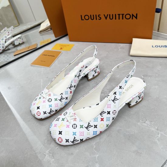 Louis Vuitton Logo Decor Multi Heel Height Leather Sole Sandals