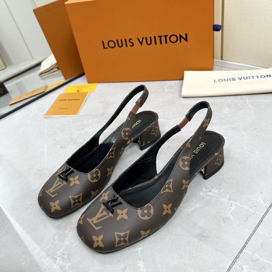 Louis Vuitton Logo Decor Multi Heel Height Leather Sole Sandals