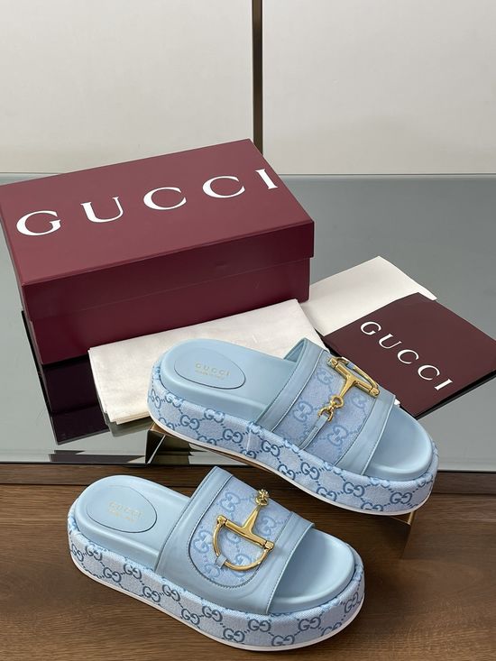 Gucci Thick Sole Slide Sandals with Rubber Comfy Sole