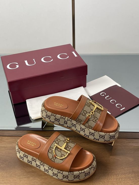 Gucci Thick Sole Slide Sandals with Rubber Comfy Sole