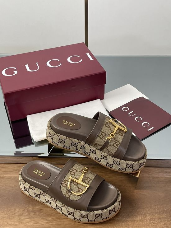 Gucci Thick Sole Slide Sandals with Rubber Comfy Sole